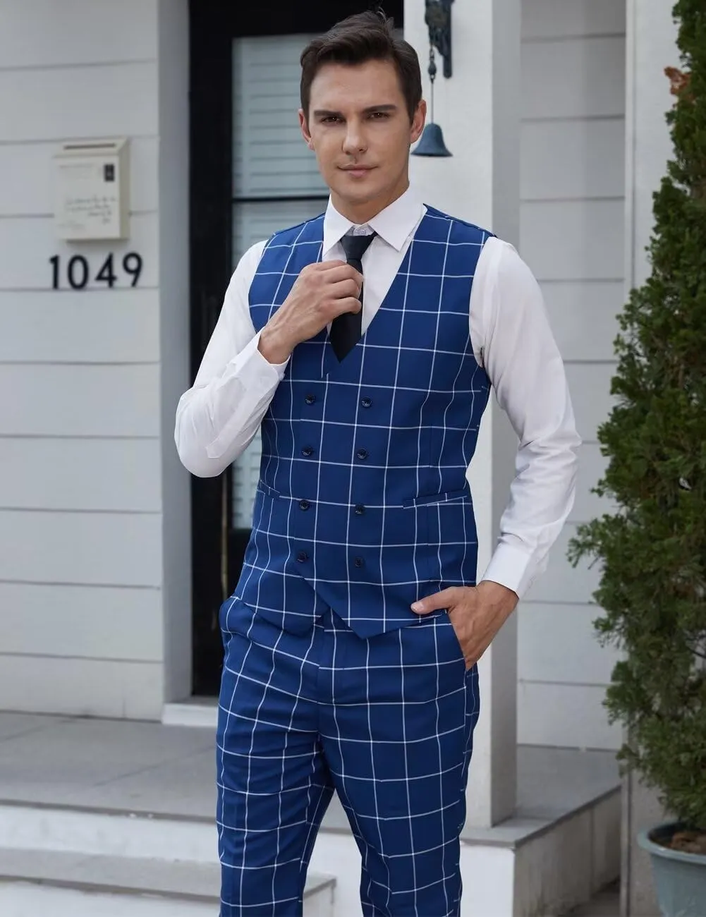 Plaid Suit for Men/Boy Slim Fit 3 Piece Checked Suits Formal Wedding Prom Dress Suits