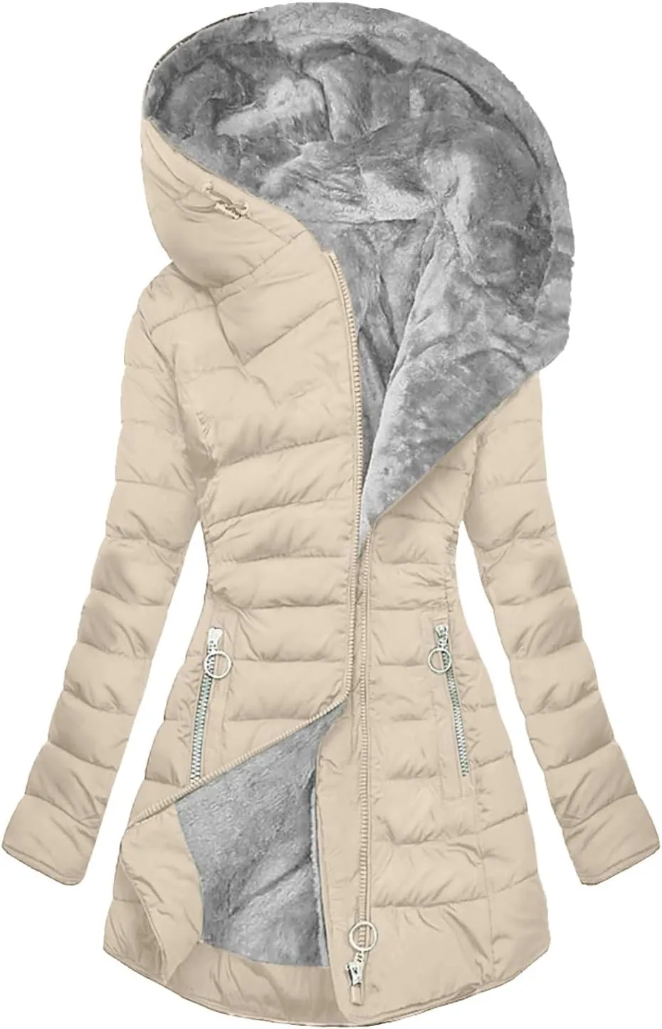 Puffer Jacket Womens Fleece Lined Thicken Down Jacket Sherpa Warm Dressy Casual Coat 2024 Outfits Clothes With Hood