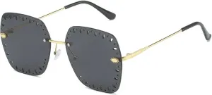 Rimless Sunglasses Women Men Fashion Vintage Luxury Glasses Street Photography Uv400