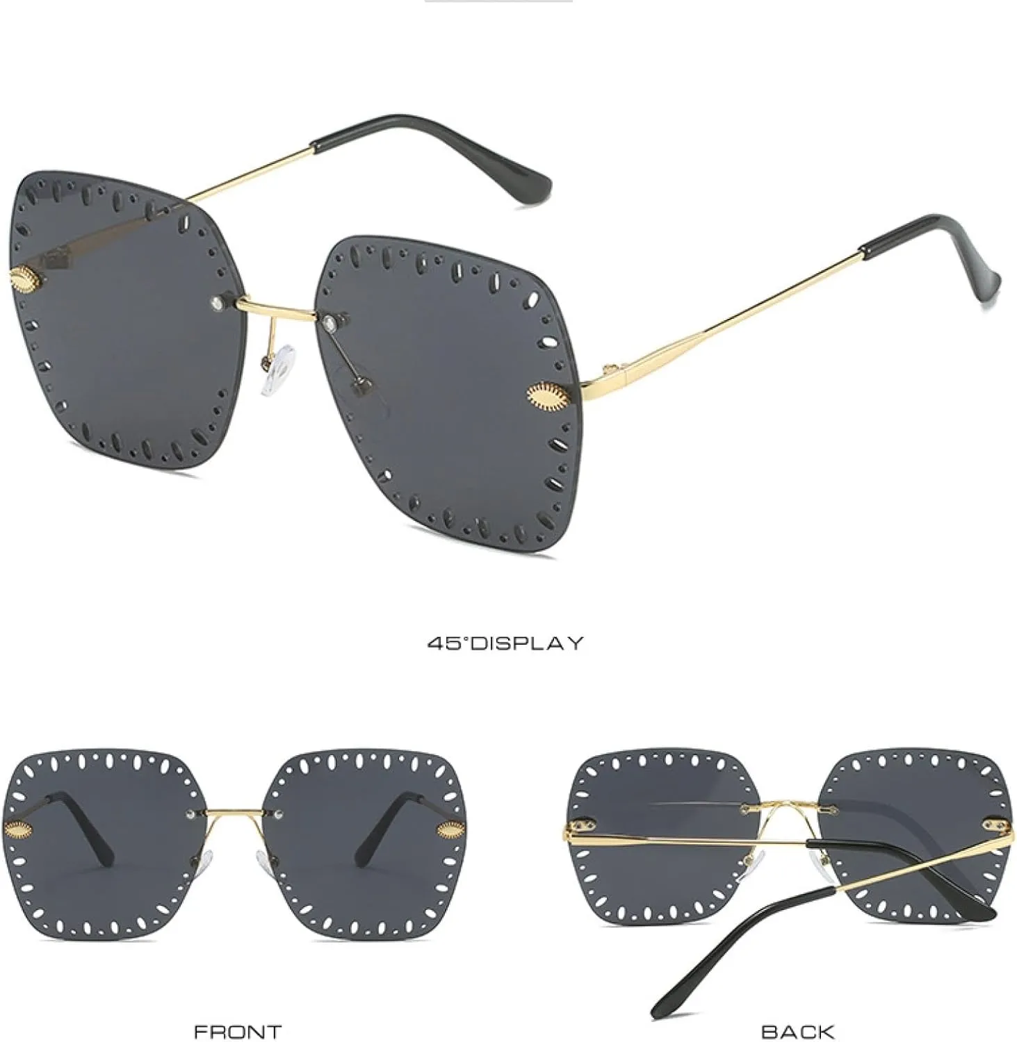 Rimless Sunglasses Women Men Fashion Vintage Luxury Glasses Street Photography Uv400
