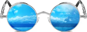 ROCKNIGHT Gothic Steampunk Round Polarized UV400 Protection Sunglasses Unisex Street Outdoor 48mm