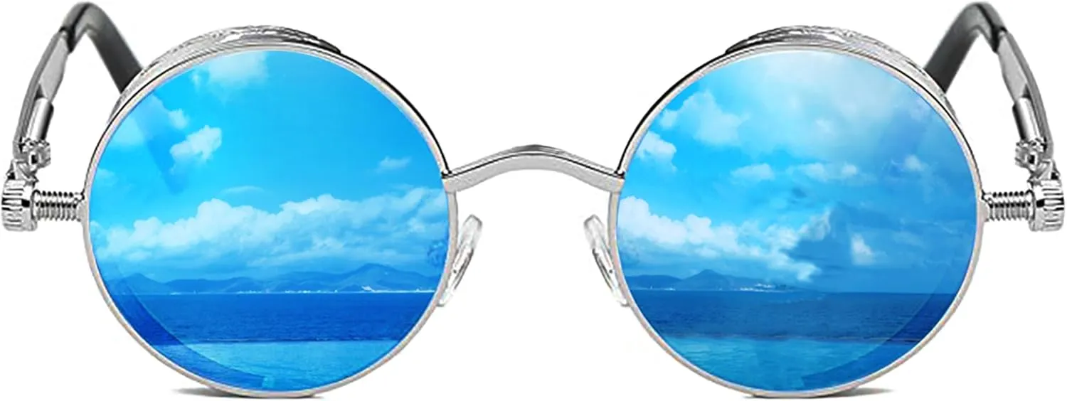 ROCKNIGHT Gothic Steampunk Round Polarized UV400 Protection Sunglasses Unisex Street Outdoor 48mm