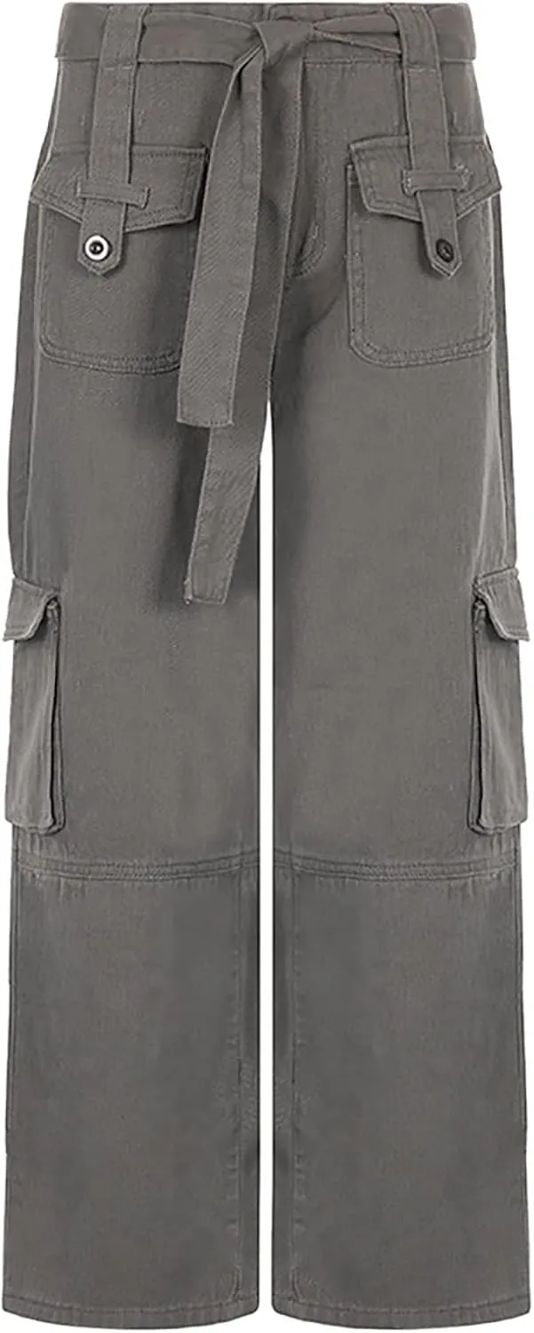 SMIDOW High Waist Stretch Cargo Pants for Women Relax Fit Straight Leg Pants Casual Combat Military Trousers Streetwear
