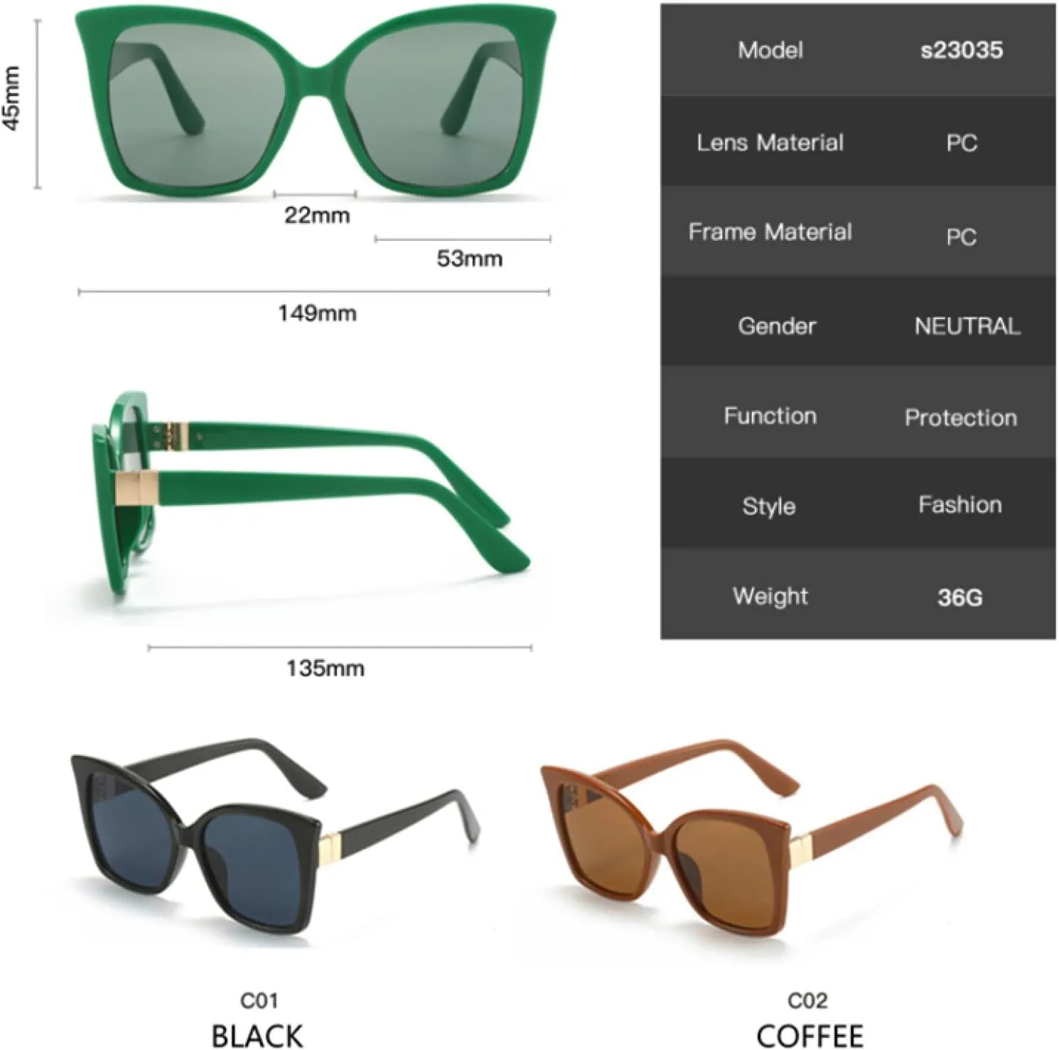 Street Sun Glasses for Women Men Fashion Butterfly Frame Cat Eye Personalized
