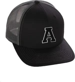 Structured Trucker Mesh Hat Custom Colors Letter A Initial Baseball Mid Profile