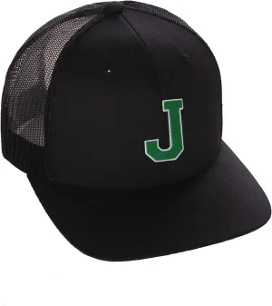 Structured Trucker Mesh Hat Custom Colors Letter J Initial Baseball Mid Profile
