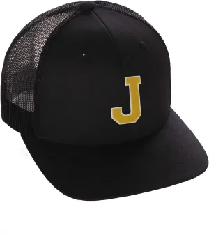 Structured Trucker Mesh Hat Custom Colors Letter J Initial Baseball Mid Profile