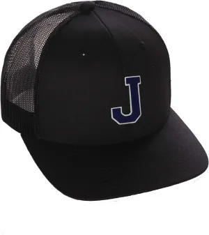 Structured Trucker Mesh Hat Custom Colors Letter J Initial Baseball Mid Profile