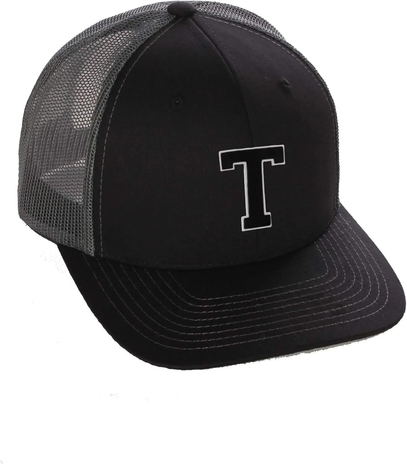 Structured Trucker Mesh Hat Custom Colors Letter K Initial Baseball Mid Profile