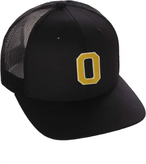 Structured Trucker Mesh Hat Custom Colors Letter O Initial Baseball Mid Profile