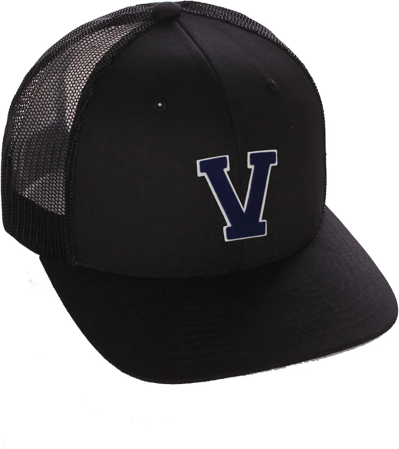 Structured Trucker Mesh Hat Custom Colors Letter V Initial Baseball Mid Profile