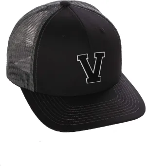 Structured Trucker Mesh Hat Custom Colors Letter V Initial Baseball Mid Profile