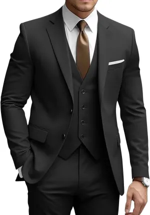 SUZHIMO Men's Suits 3 Piece Slim Fit Suits for Men Wedding Prom Blazer Vest Pants Set