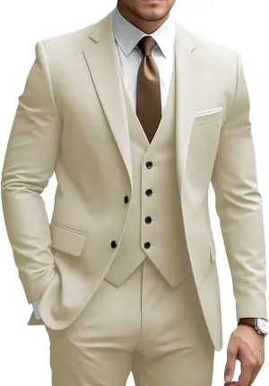 SUZHIMO Men's Suits 3 Piece Slim Fit Suits for Men Wedding Prom Blazer Vest Pants Set