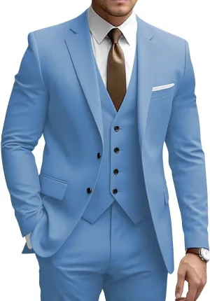 SUZHIMO Men's Suits 3 Piece Slim Fit Suits for Men Wedding Prom Blazer Vest Pants Set