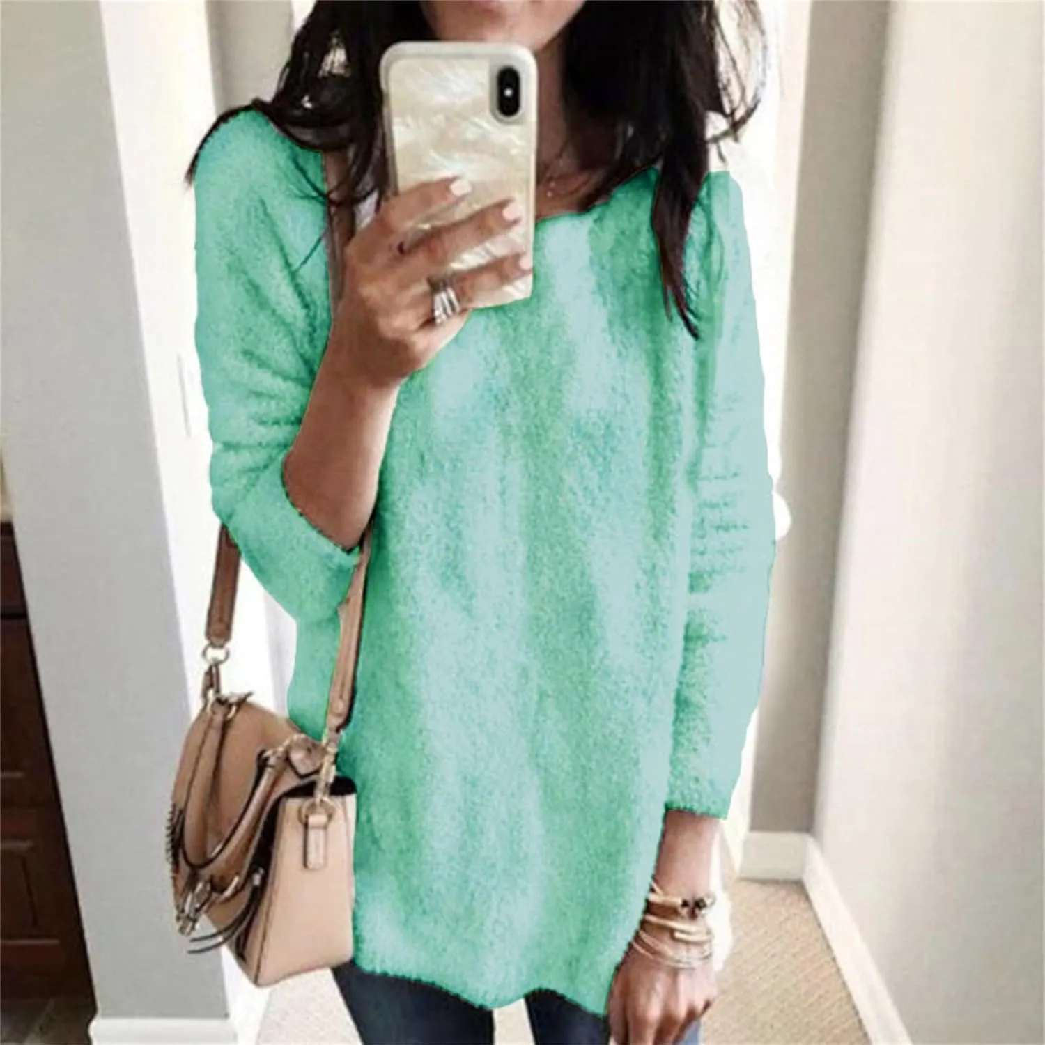 Sweatshirts for Women Comfort Hoodie for Anxiety Long Sleeve Winter Shirts Round Neck Casual Warm Cute Long Tops