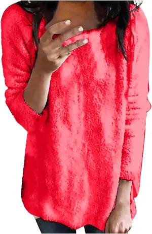 Sweatshirts for Women Comfort Hoodie for Anxiety Long Sleeve Winter Shirts Round Neck Casual Warm Cute Long Tops