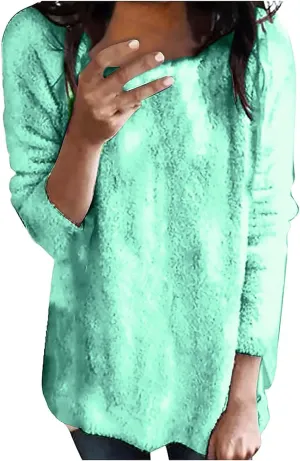 Sweatshirts for Women Comfort Hoodie for Anxiety Long Sleeve Winter Shirts Round Neck Casual Warm Cute Long Tops