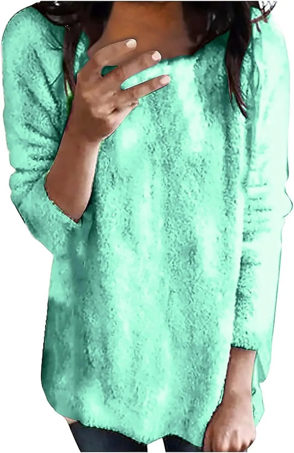 Sweatshirts for Women Comfort Hoodie for Anxiety Long Sleeve Winter Shirts Round Neck Casual Warm Cute Long Tops