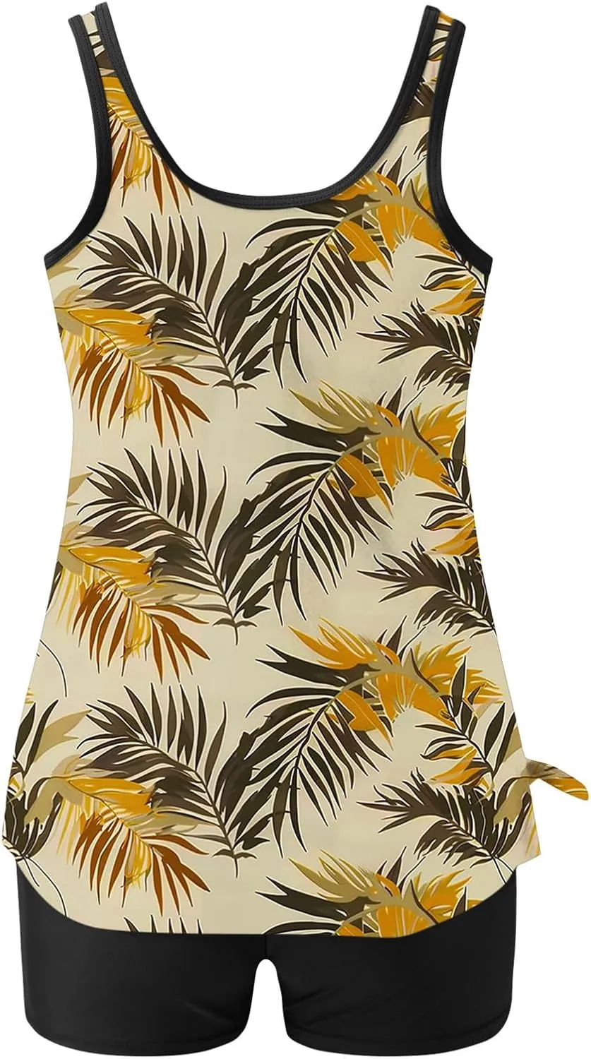 Tankini Swimsuits for Women Vintage Floral Print Tummy Control Two Piece Bathing Suits Swim Tank Tops Swimwear 2025