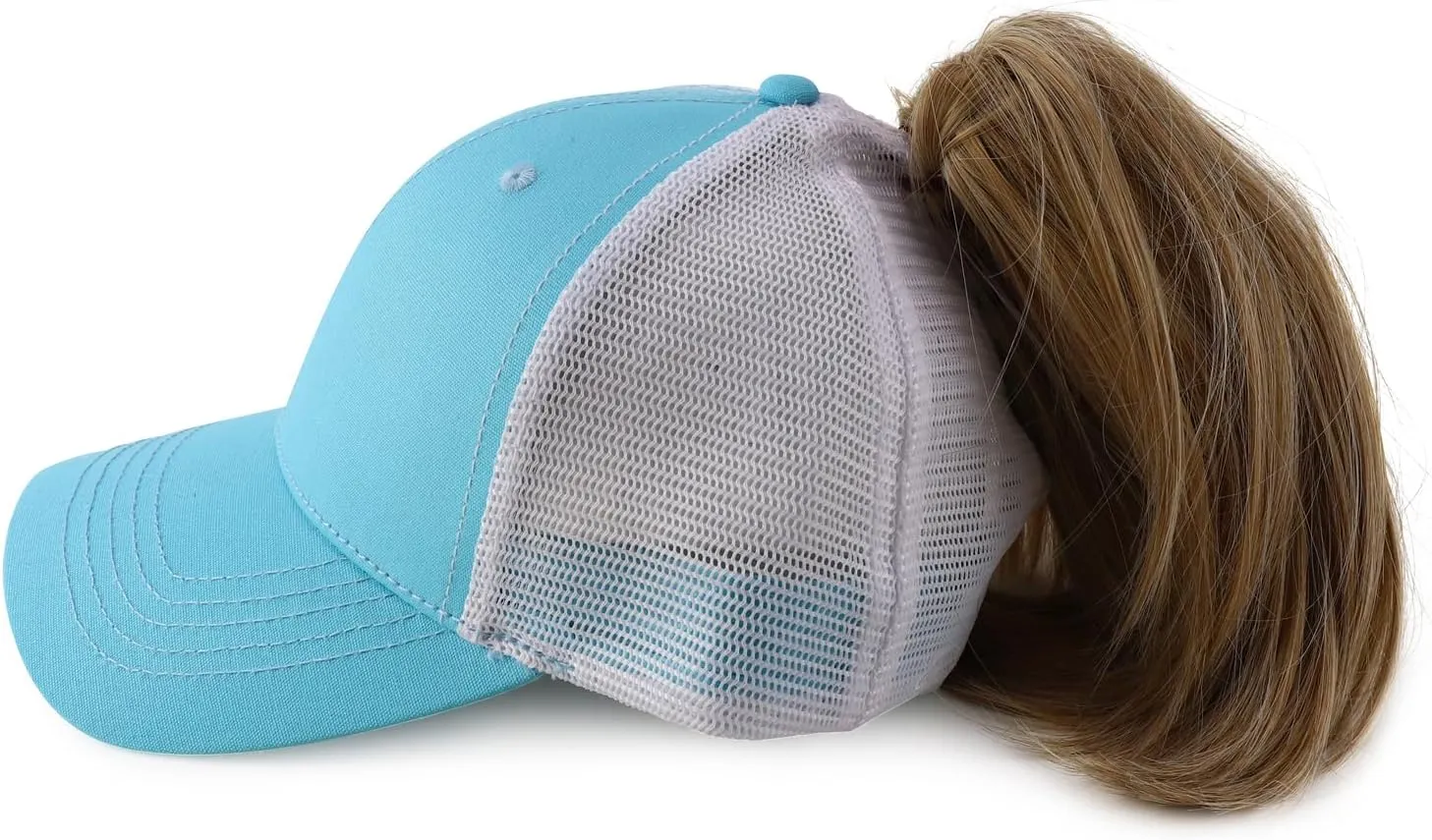 Trendy Apparel Shop Women's Structured 6 Panel Mesh Back Ponytail Baseball Cap
