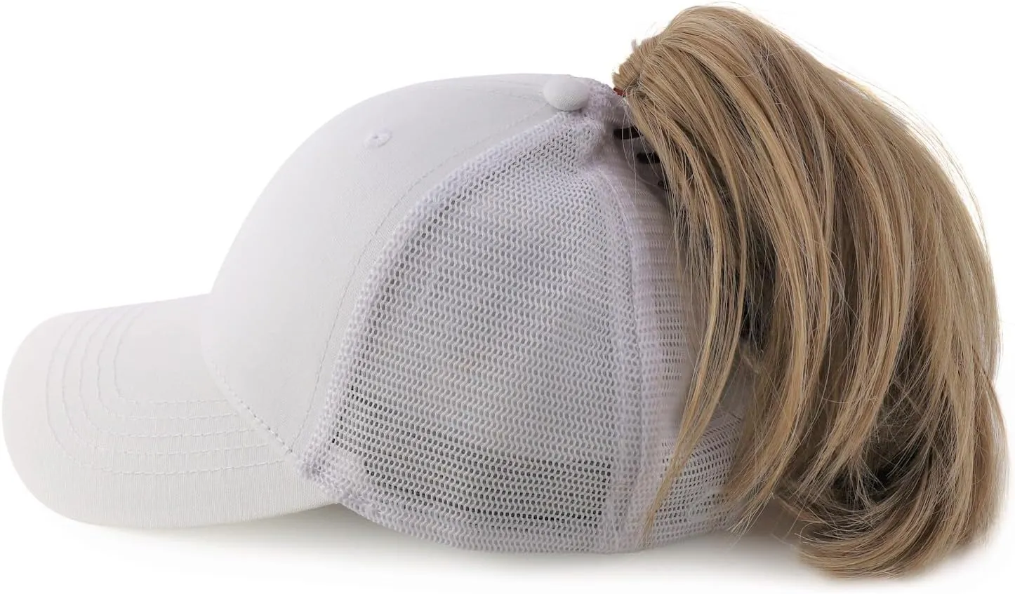 Trendy Apparel Shop Women's Structured 6 Panel Mesh Back Ponytail Baseball Cap