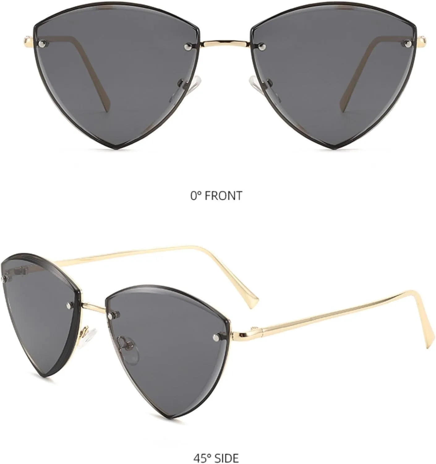 Triangular Frameless Metal Sunglasses Street Concave Sunglasses Uv-proof Fashionable Men and Women.