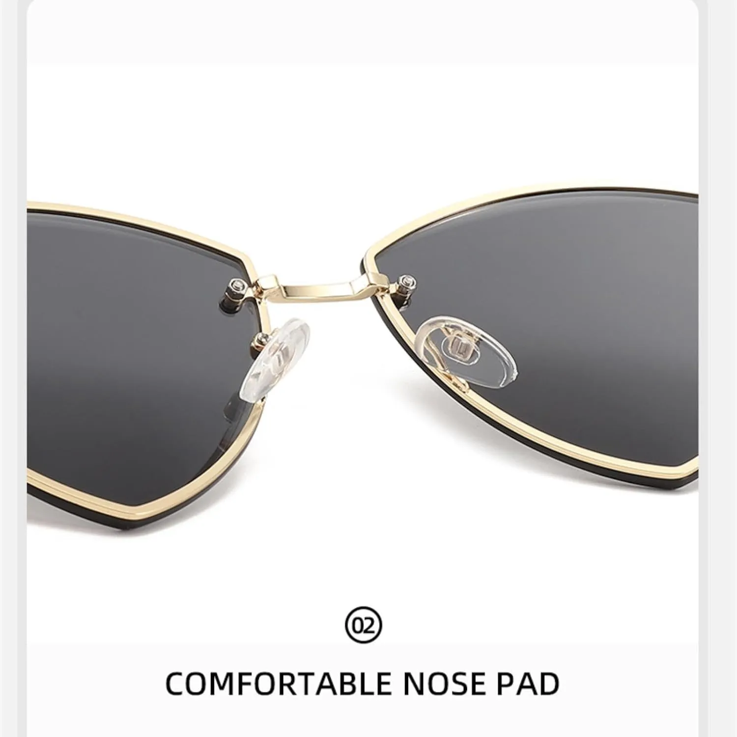 Triangular Frameless Metal Sunglasses Street Concave Sunglasses Uv-proof Fashionable Men and Women.