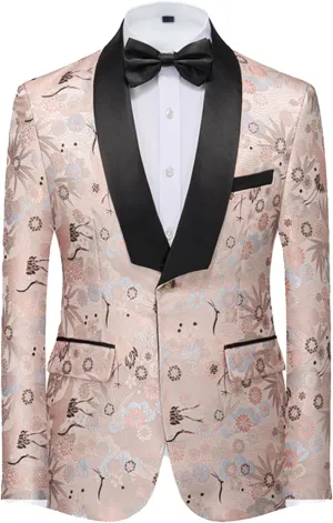 UNINUKOO Blazer for Men Paisley Dress Suit Jacket Funky Casual Floral Blazer Jacket Dinner Sport Coat