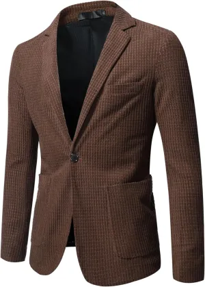 UNINUKOO Men's Suit Jackets Corduroy Vintage Sport Coat Slim Fit Party Dinner Casual Blazer for Men