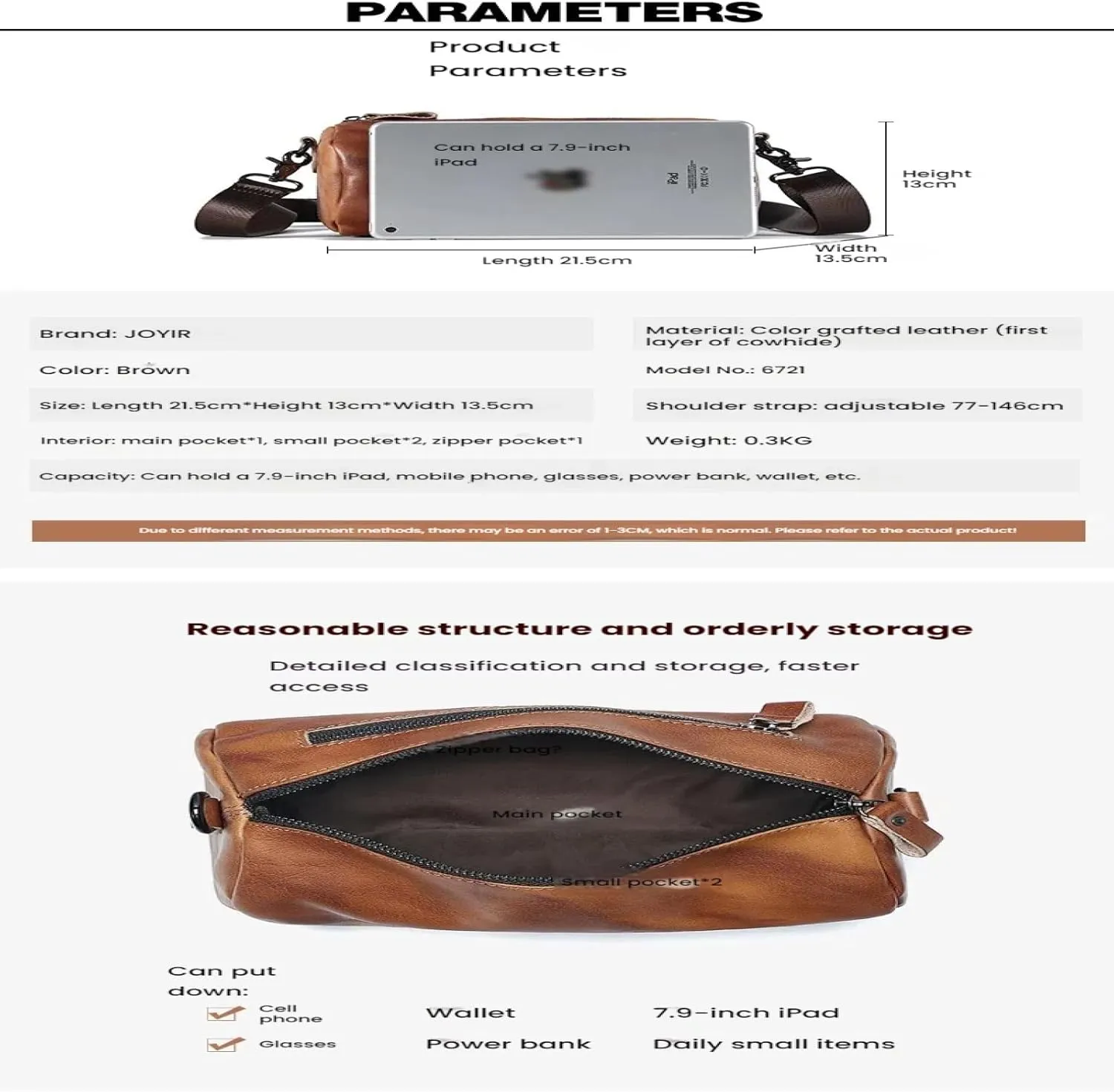 Vegetable Tanned Leather Street Trend Crossbody Men's Top Layer Cowhide Bag