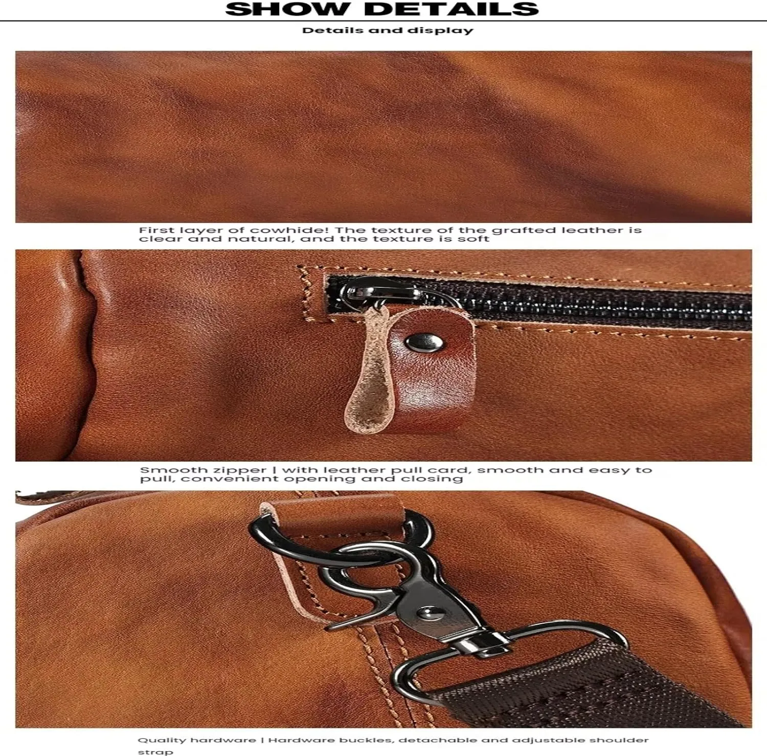 Vegetable Tanned Leather Street Trend Crossbody Men's Top Layer Cowhide Bag