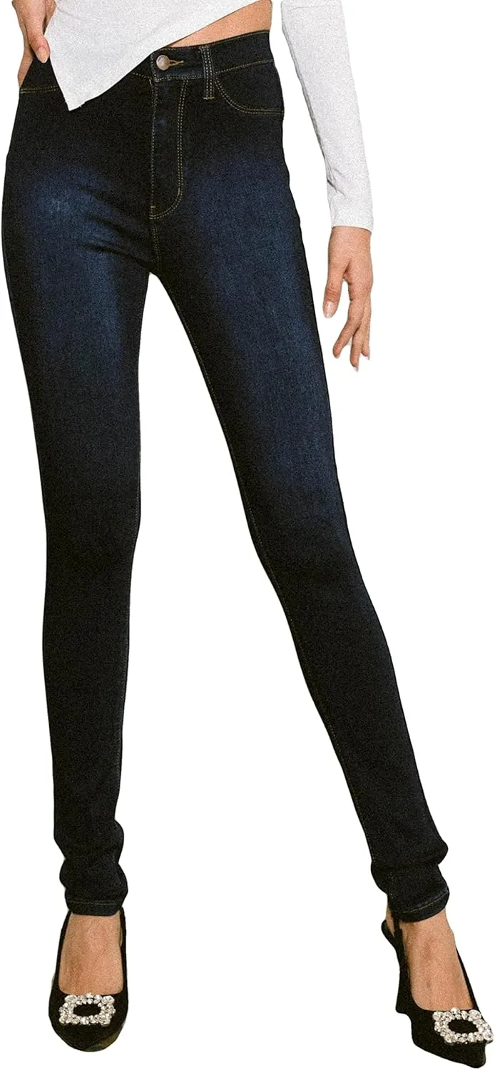 Vibrant Women’s Denim Skinny Jeans – High Waisted Soft Cozy Stretchy Casual Comfy Slim Fit Pants