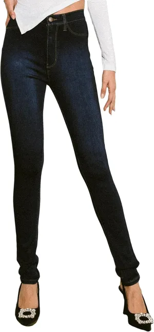 Vibrant Women’s Denim Skinny Jeans – High Waisted Soft Cozy Stretchy Casual Comfy Slim Fit Pants