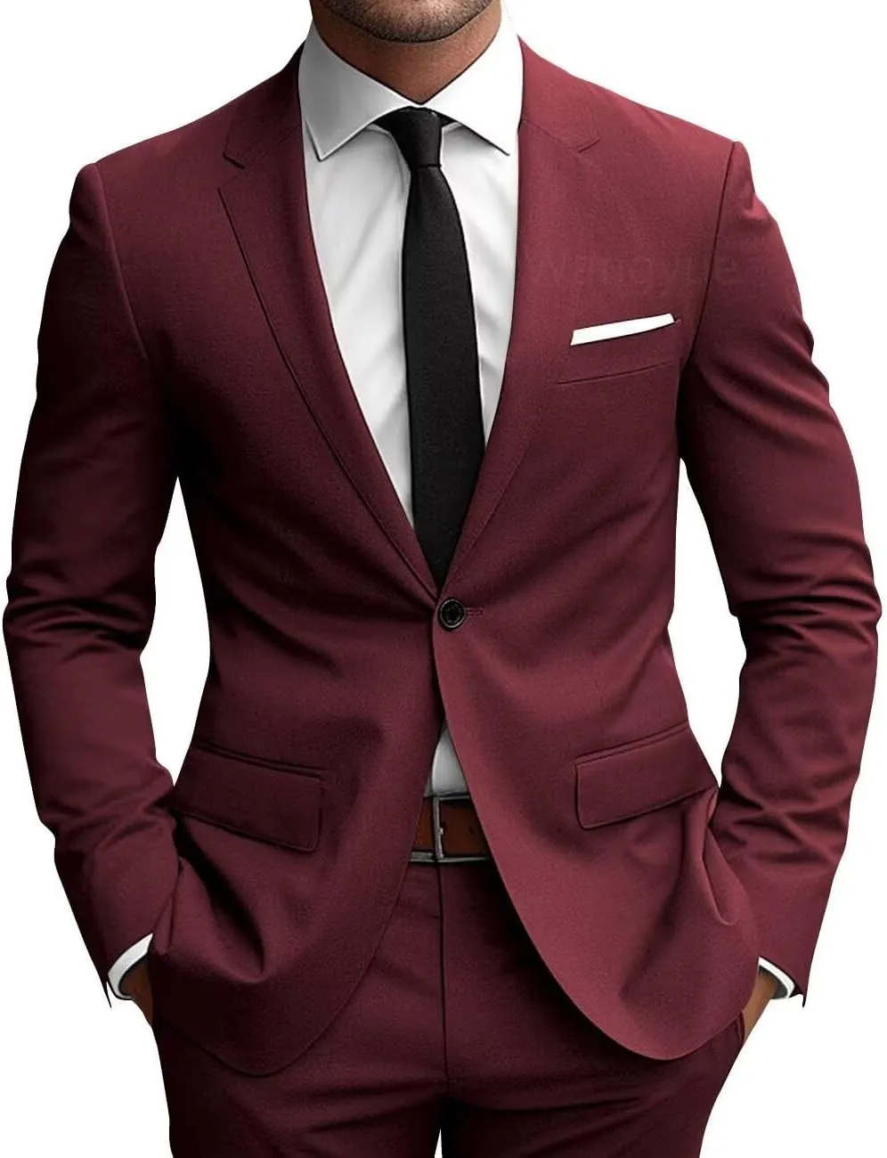 Wangyue 2 Piece Suit Men Slim Fit Suits for Mens One Button Men Suit Slim Fit Wedding Groomsmen Prom Homecoming Suits