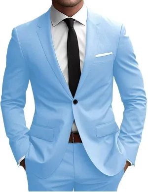 Wangyue 2 Piece Suit Men Slim Fit Suits for Mens One Button Men Suit Slim Fit Wedding Groomsmen Prom Homecoming Suits