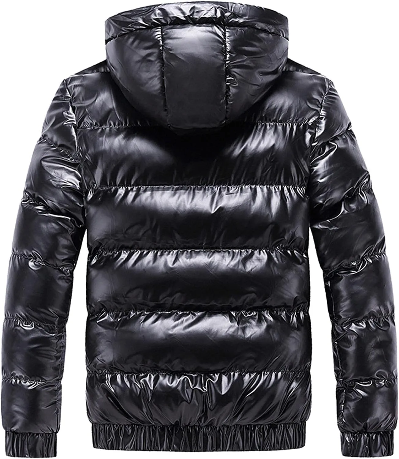 Winter Puffer Coat for Men Shiny Down Outerwear Hooded Thicken Warmth Puffer Jacket Fashion Waterproof Parka Jacket