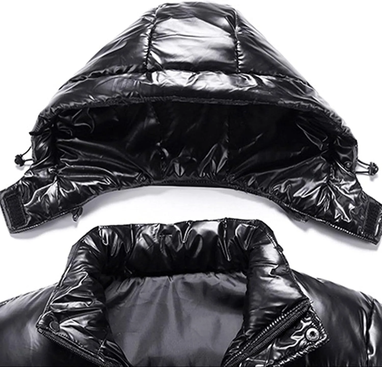 Winter Puffer Coat for Men Shiny Down Outerwear Hooded Thicken Warmth Puffer Jacket Fashion Waterproof Parka Jacket