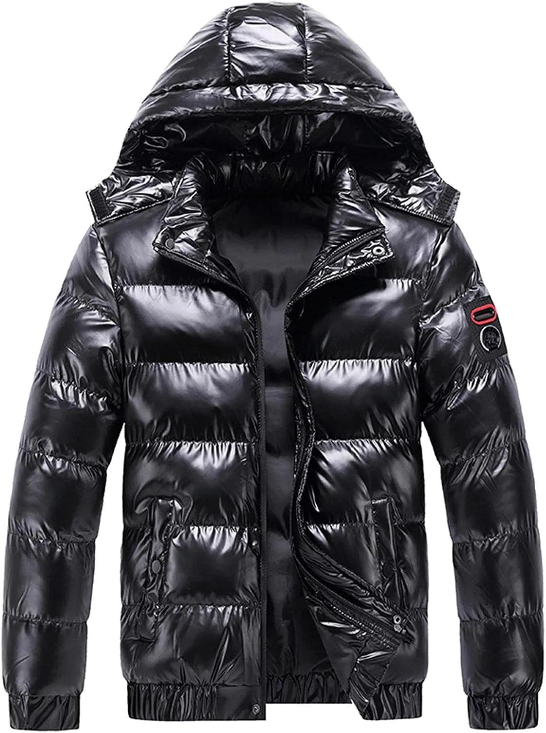 Winter Puffer Coat for Men Shiny Down Outerwear Hooded Thicken Warmth Puffer Jacket Fashion Waterproof Parka Jacket