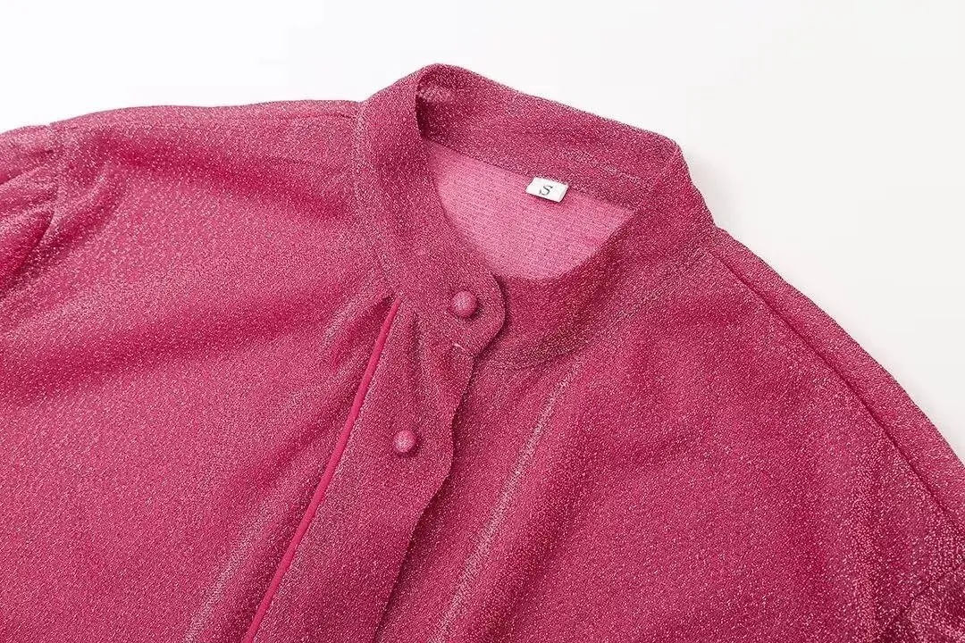 Women Blouse Cuffs Long Sleeve Buttons Loose High Street Shirt Top