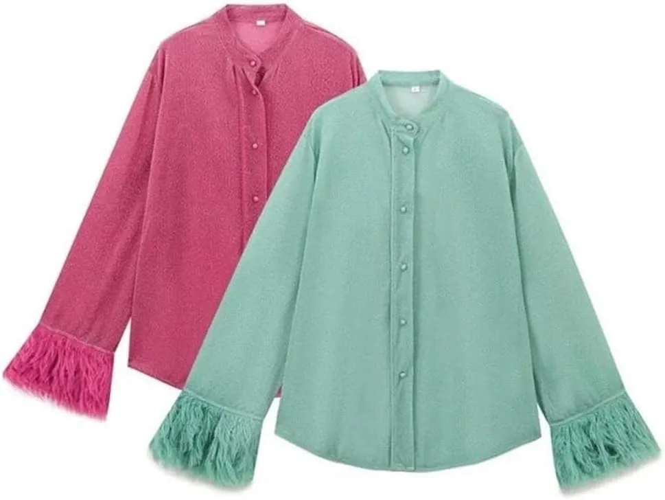 Women Blouse Cuffs Long Sleeve Buttons Loose High Street Shirt Top