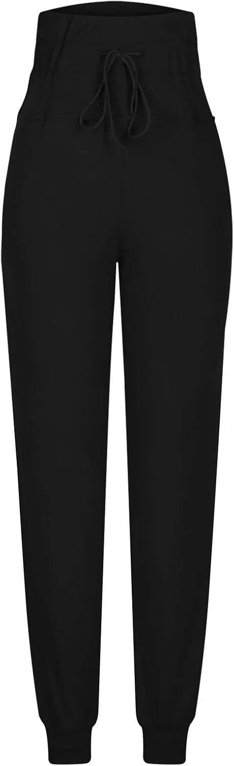 Women Fleece Lined Joggers Warm Winter Sweatpants High Waisted Hiking Pants Thermal Running Trousers with Pockets