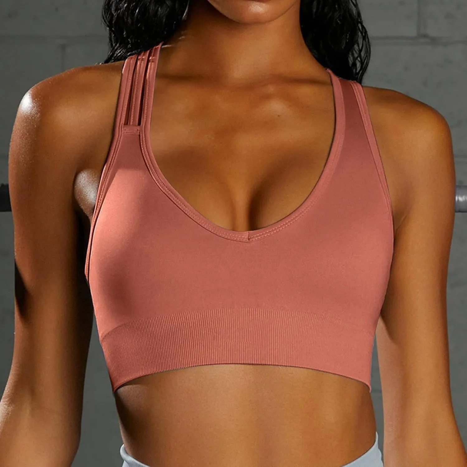 Women Sports Bra High Support Summer Padded Wirefree Bras Breathable Full Coverage Bra Work Out Yoga Underwear