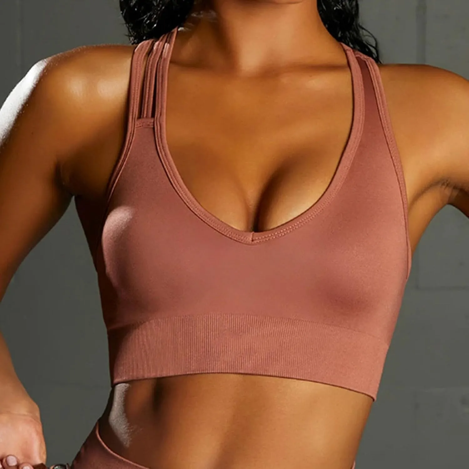 Women Sports Bra High Support Summer Padded Wirefree Bras Breathable Full Coverage Bra Work Out Yoga Underwear
