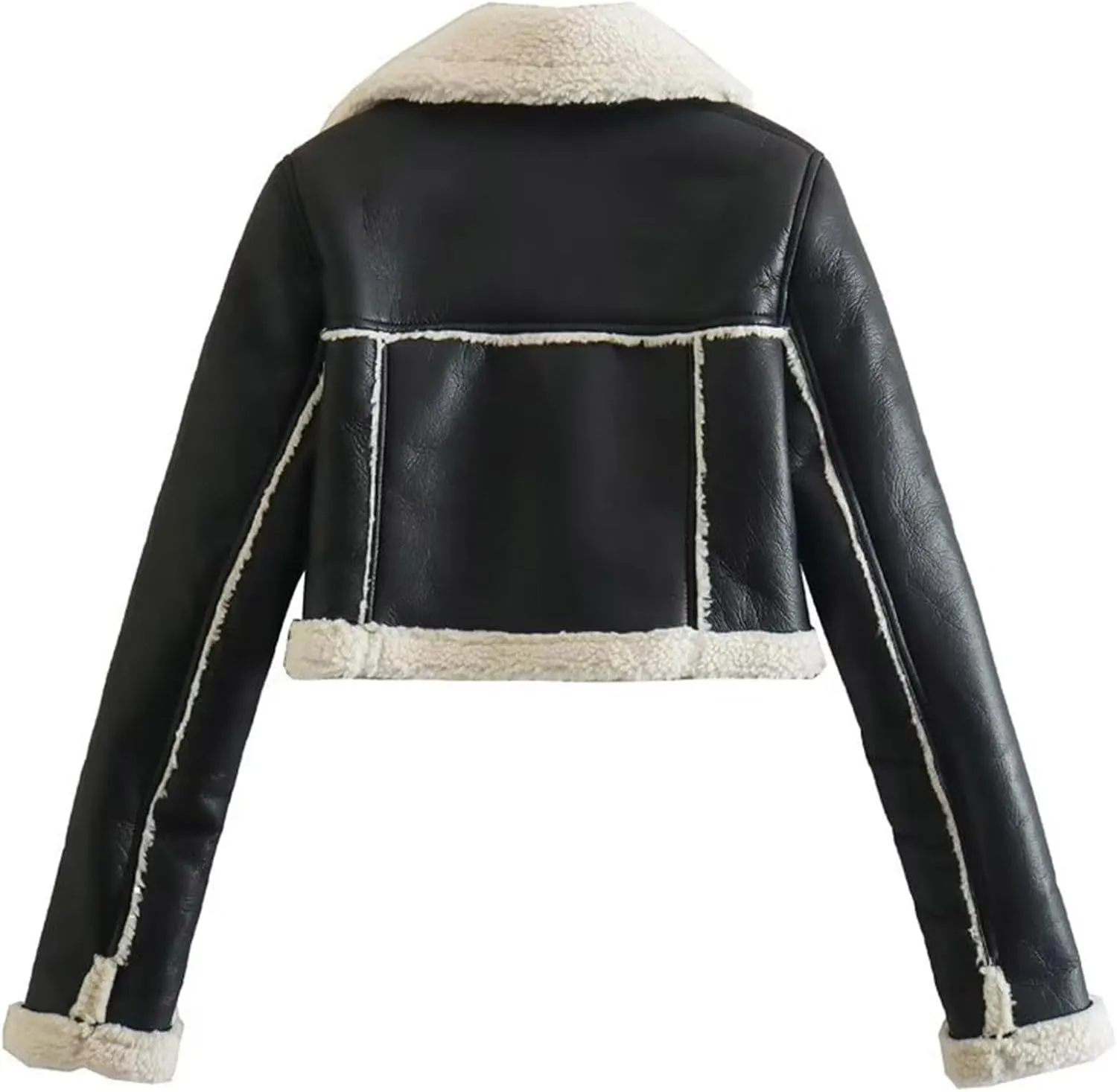 Women Winter Leather Jacket Thicken Fleece Lined Motorcycle Jacket Faux Fur Shearling Fluffy Coat Bomber Coats