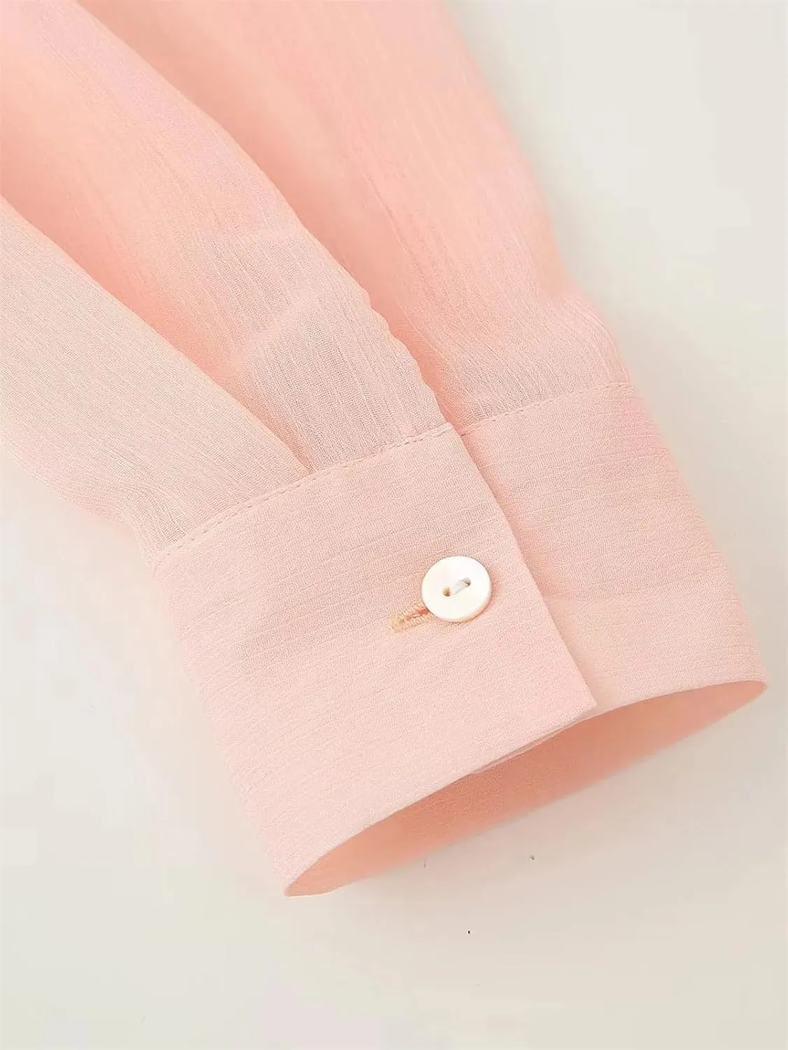 Women's Casual Shirt Lapel Long Sleeves Ruffled Edge Chic Lightweight Street Shirt Tops