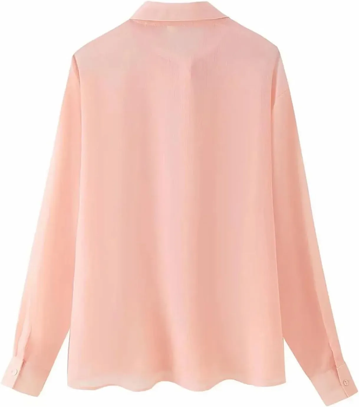 Women's Casual Shirt Lapel Long Sleeves Ruffled Edge Chic Lightweight Street Shirt Tops