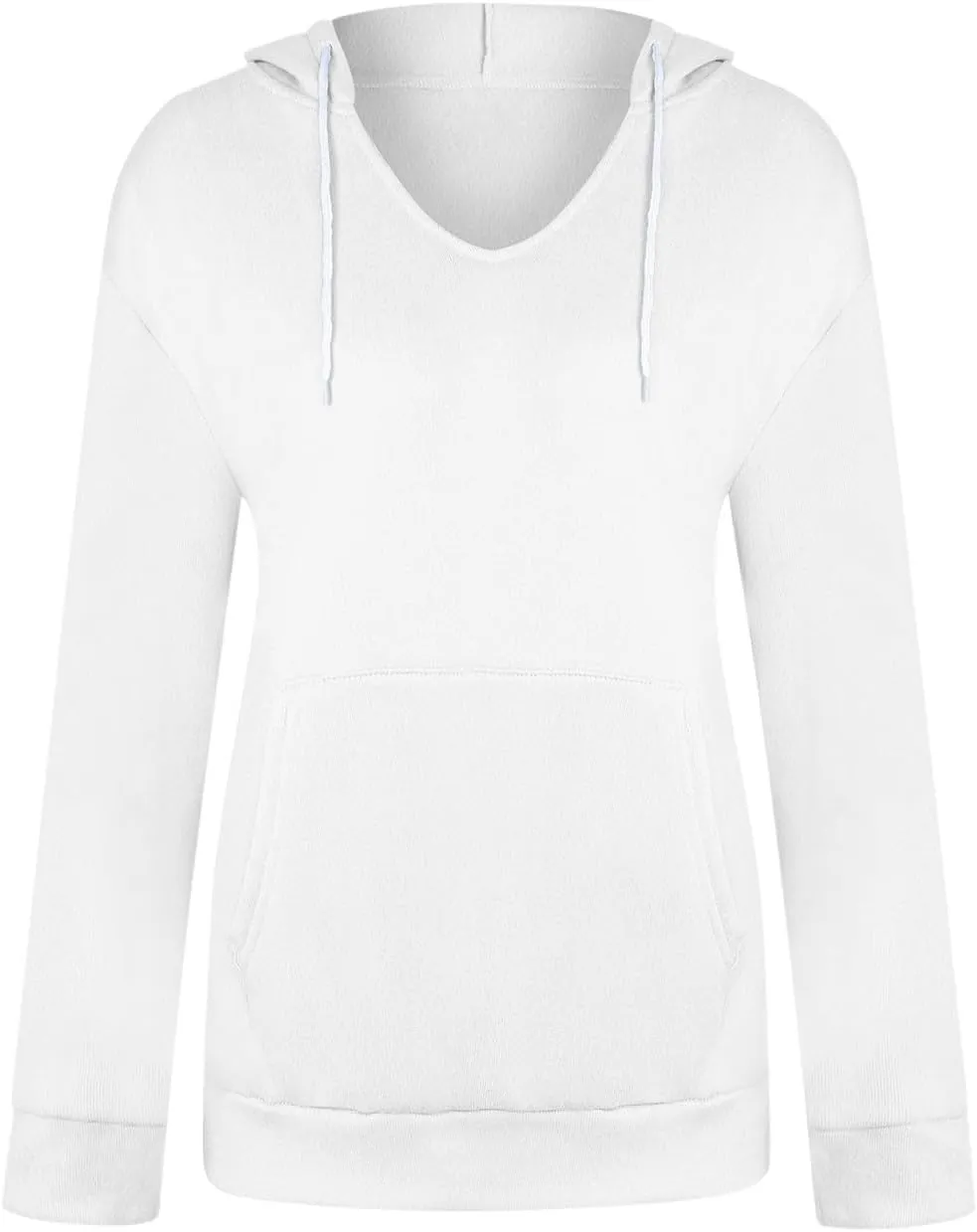 Women's Casual V-Neck Oversized Sweatshirt 2024 Fall Drawstring Loose Solid Long Sleeve Pullover with Pockets