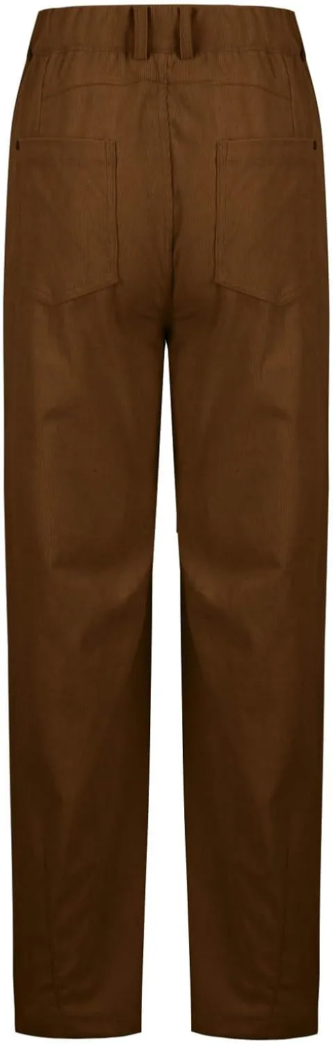 Womens Corduroy Straight Leg Pants Trendy Barrel Button Elastic Waist Trousers Lounge Mid Rise Bottoms with Pockets