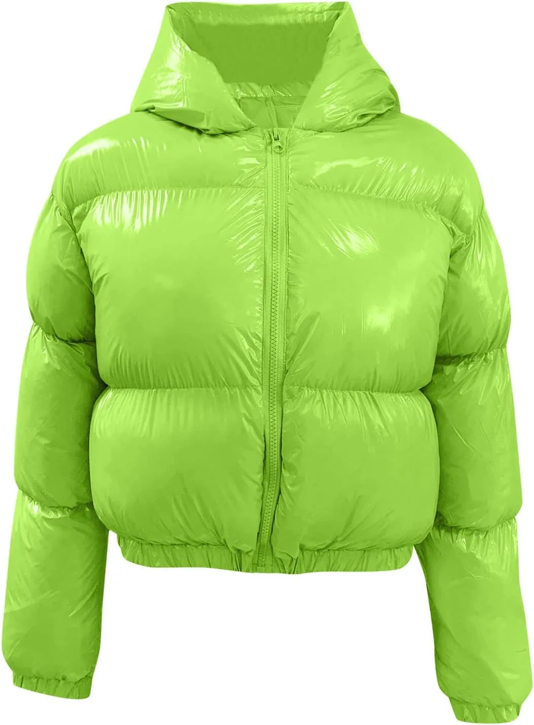 Womens Cropped Puffer Coat Lightweight Down Jacket Packable Parkas Jacket Water-Resistant Zip Up Thicken Hooded Quilted Coat